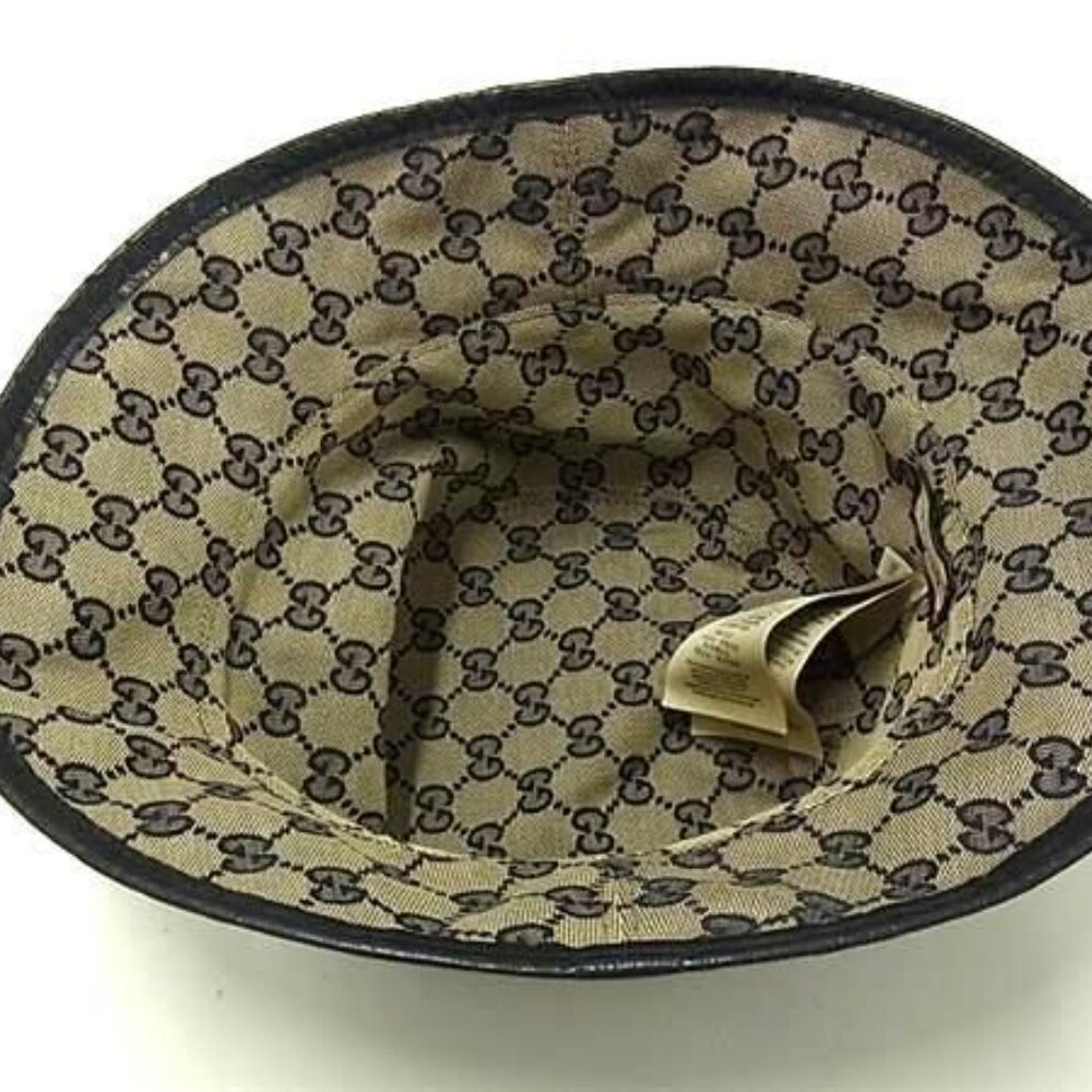 Gucci Hat Horsebit Reversible Bucket Hat Navy And Beige Wool Cotton - Picture 4 of 5